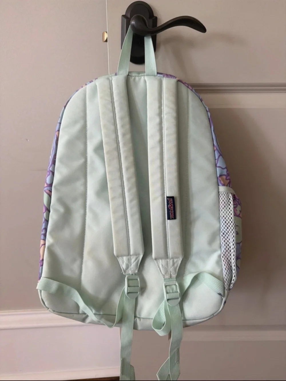 Jansport Floral Paisley Backpack in Lavender, Mint & Peach